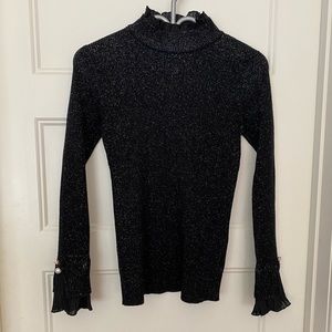 Esqualo shiny fancy black sweater in Small